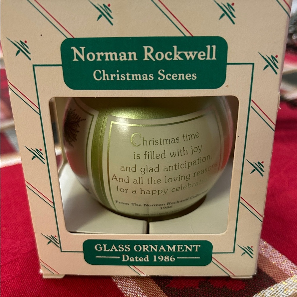 Rare 1986  Norman Rockwell Green Christmas Ornament